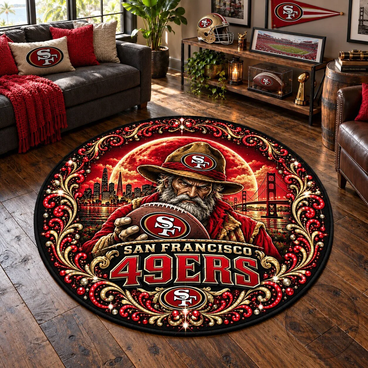 San Francisco 49ers Football Team Round Area Rug