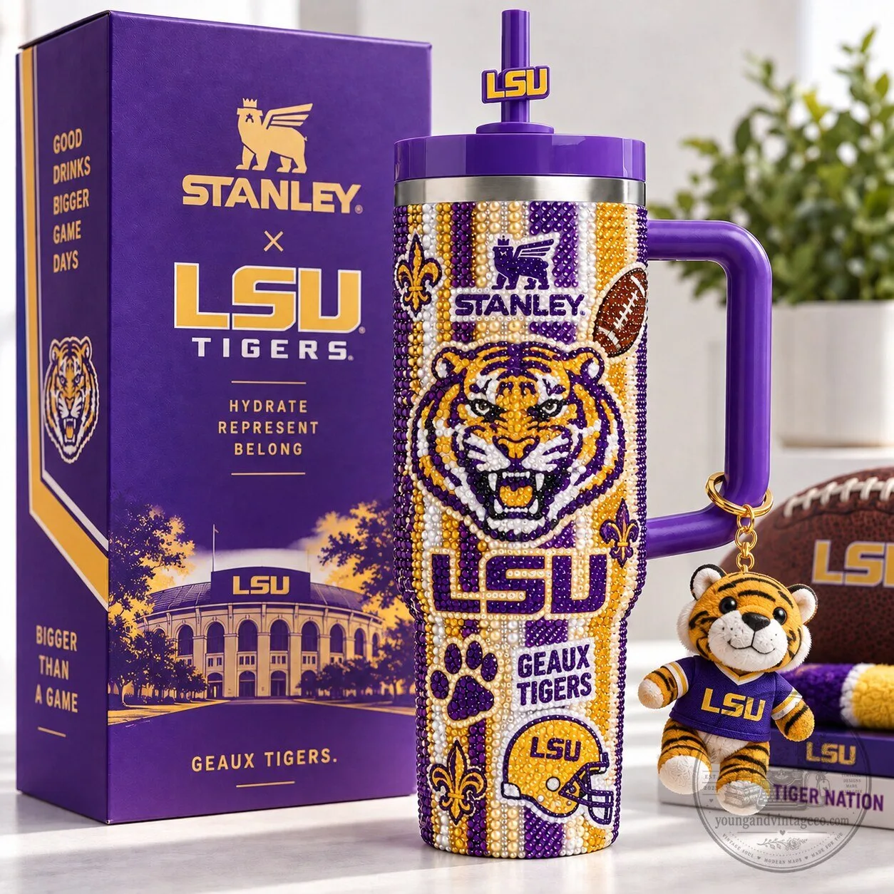 Louisiana State University Tigers Stanley 40oz Rhinestone Tumbler with Handle