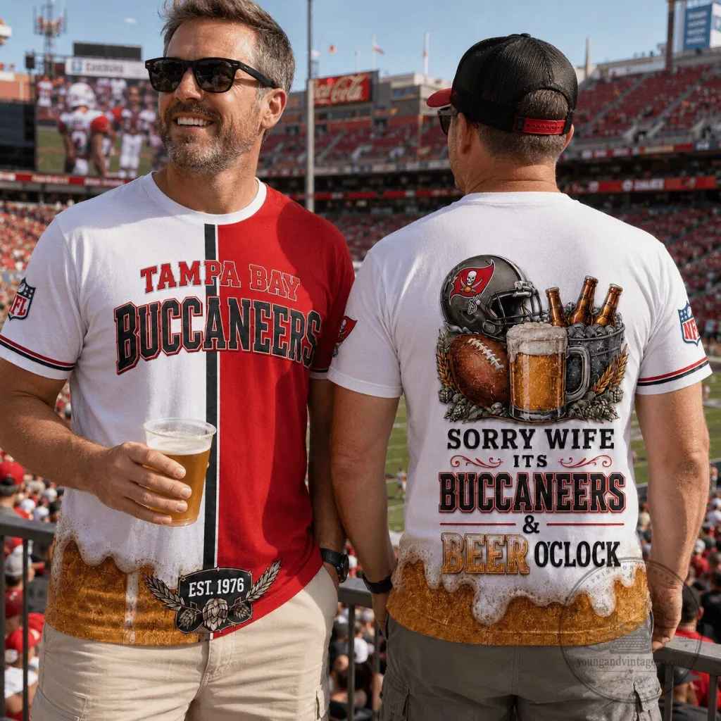 Tampa Bay Buccaneers Match Day And Beer Time Funny Sports Fan T-Shirt