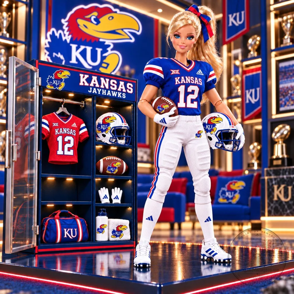 Kansas Jayhawks Barbie Doll Football Player Commemorative Figure Kansas Jayhawks Barbie Doll Football Player Commemorative Figure