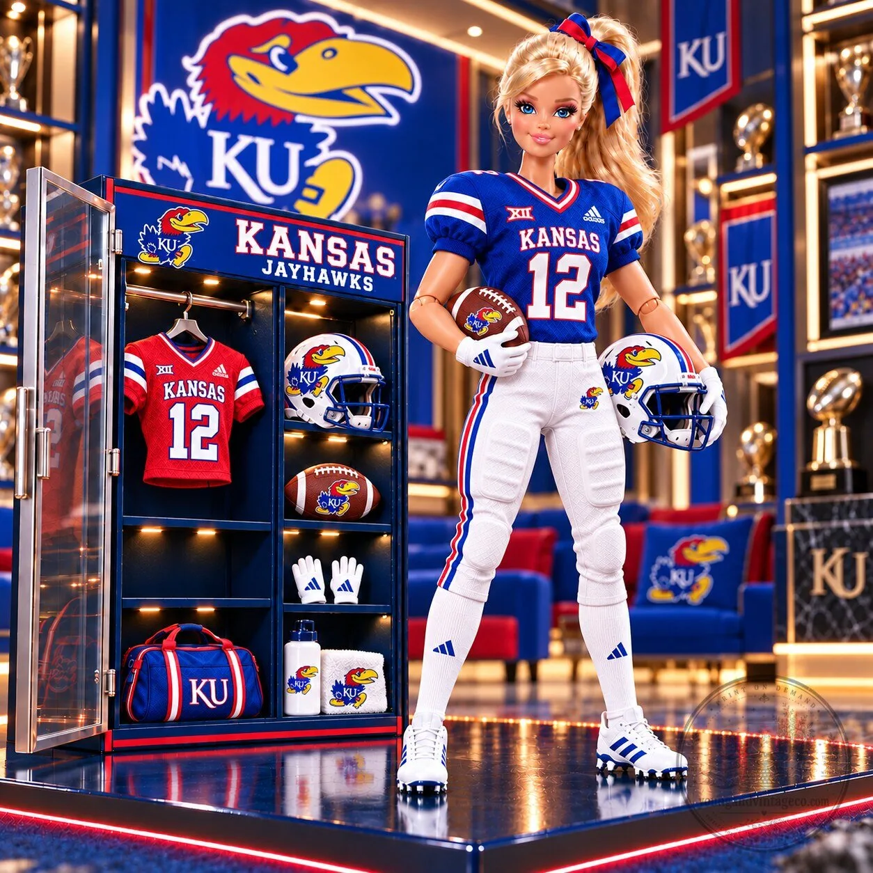 Kansas Jayhawks Barbie Doll Football Player Commemorative Figure