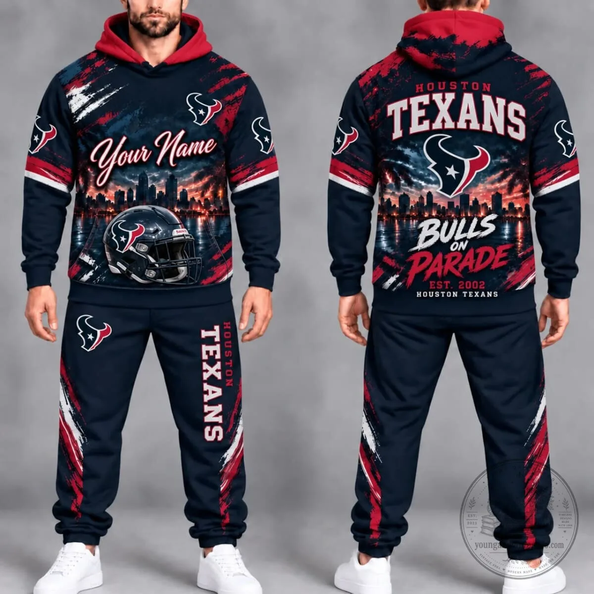 Houston Football Team Personalized Hoodie and Jogger Set for Men
