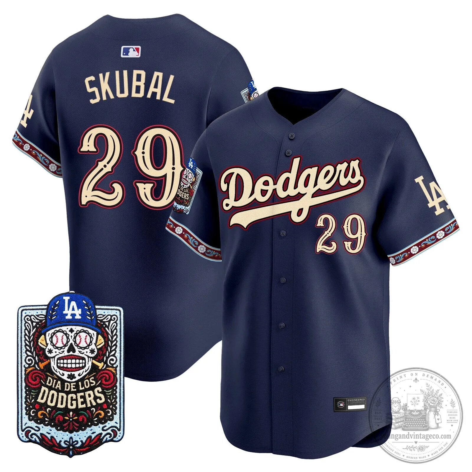 Los Angeles Dodgers Dia de los Muertos Skubal Baseball Jersey