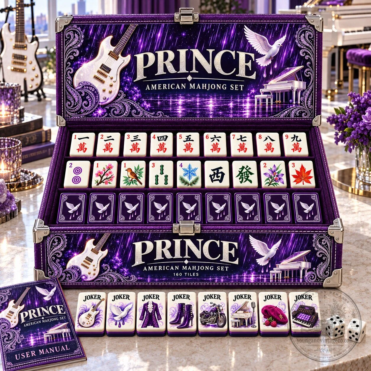 Prince American Mahjong Set 160 Tiles with User Manual and Storage Case