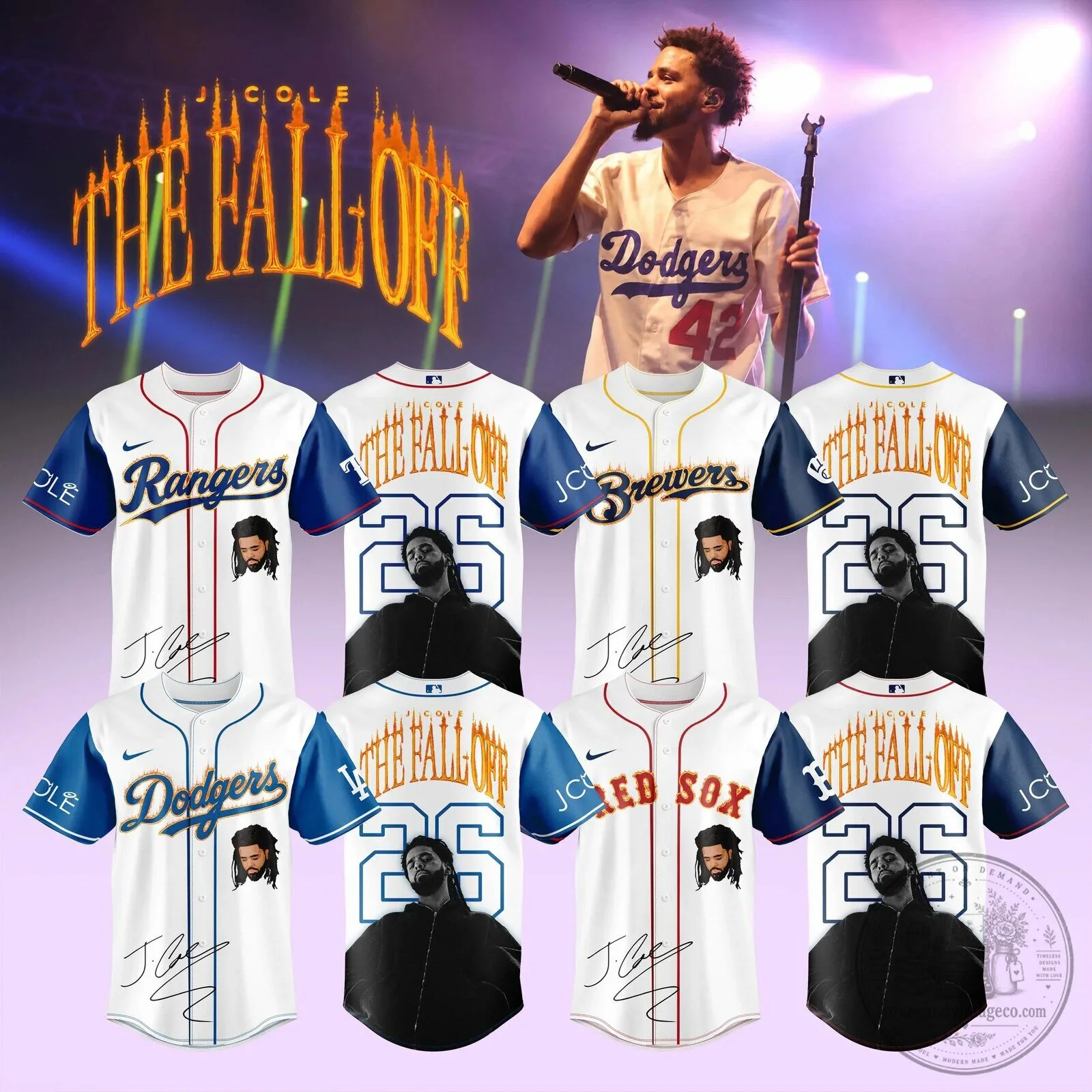 Milwaukee Brewers Baseball The Fall Off Tour J. Cole Fan Baseball Jersey 5 Milwaukee Brewers Baseball The Fall Off Tour J. Cole Fan Baseball Jersey