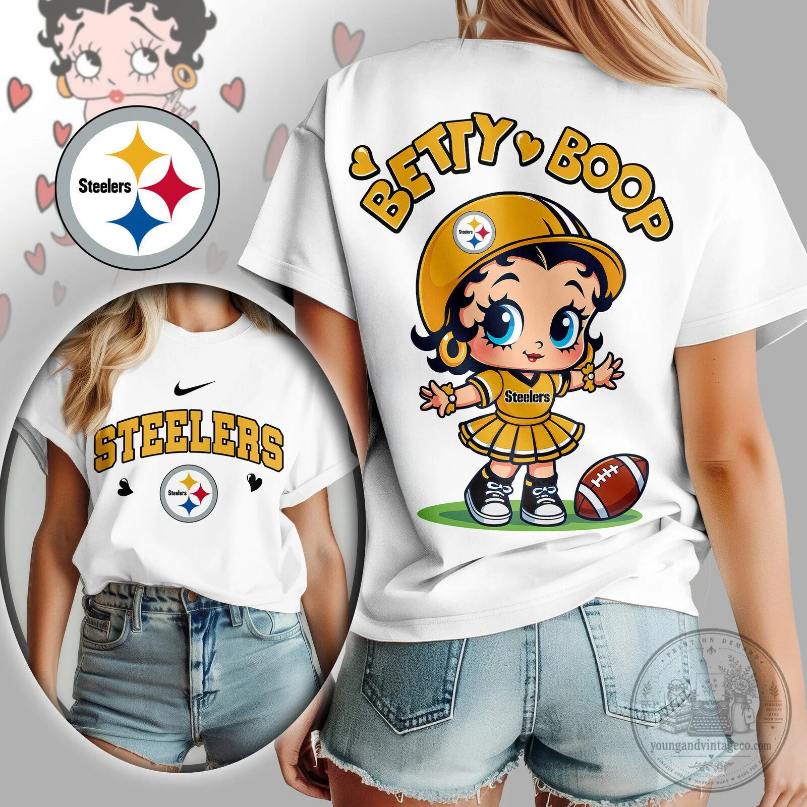 Betty Boop Pittsburgh Steelers Football Team Women's Graphic T-Shirt