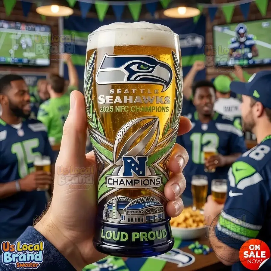 Seattle Seahawks 2025 NFC Champions Commemorative Football Pint Glass