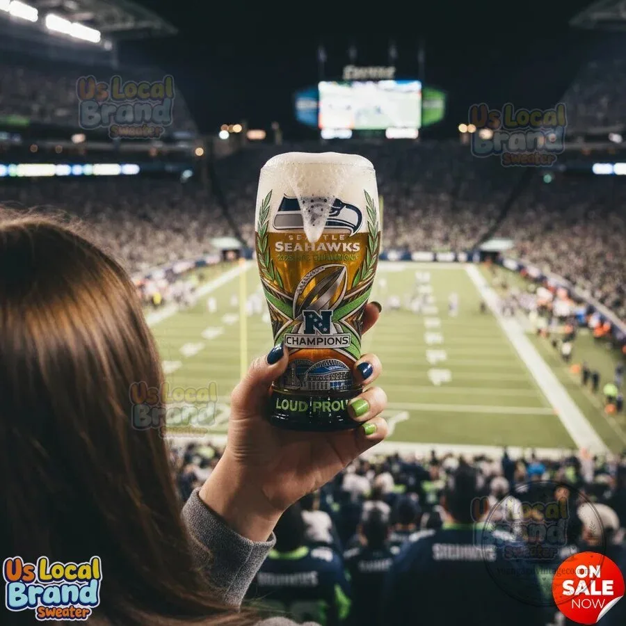 Seattle Seahawks 2025 NFC Champions Commemorative Football Pint Glass 4 Seattle Seahawks 2025 NFC Champions Commemorative Football Pint Glass