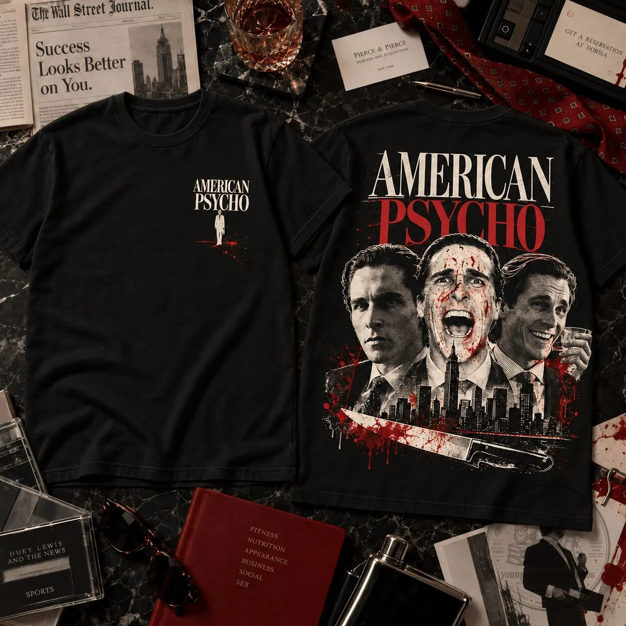 American Psycho Patrick Bateman Wall Street Horror Film Black T-Shirt