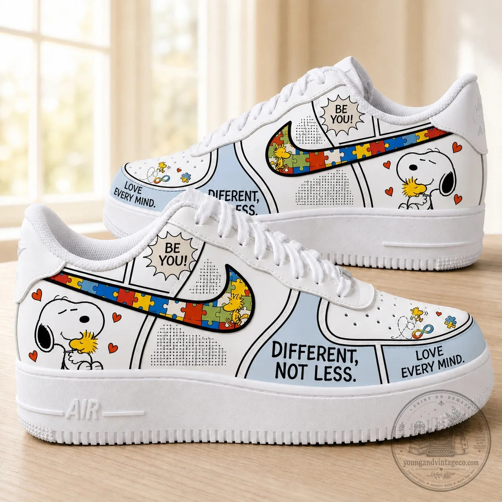 Snoopy Autism Acceptance Different Not Less Sneakers 2 Snoopy Autism Acceptance Different Not Less Sneakers
