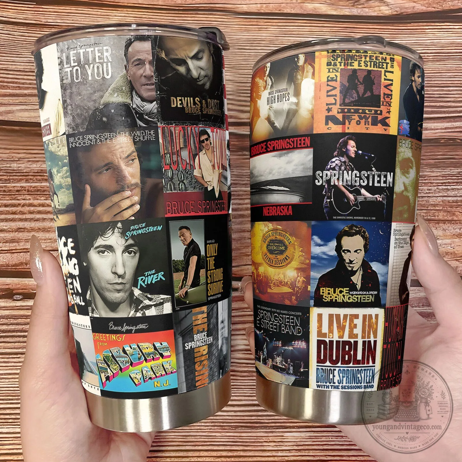 Bruce Springsteen Album Collage Stainless Steel Tumbler 13 Bruce Springsteen Album Collage Stainless Steel Tumbler