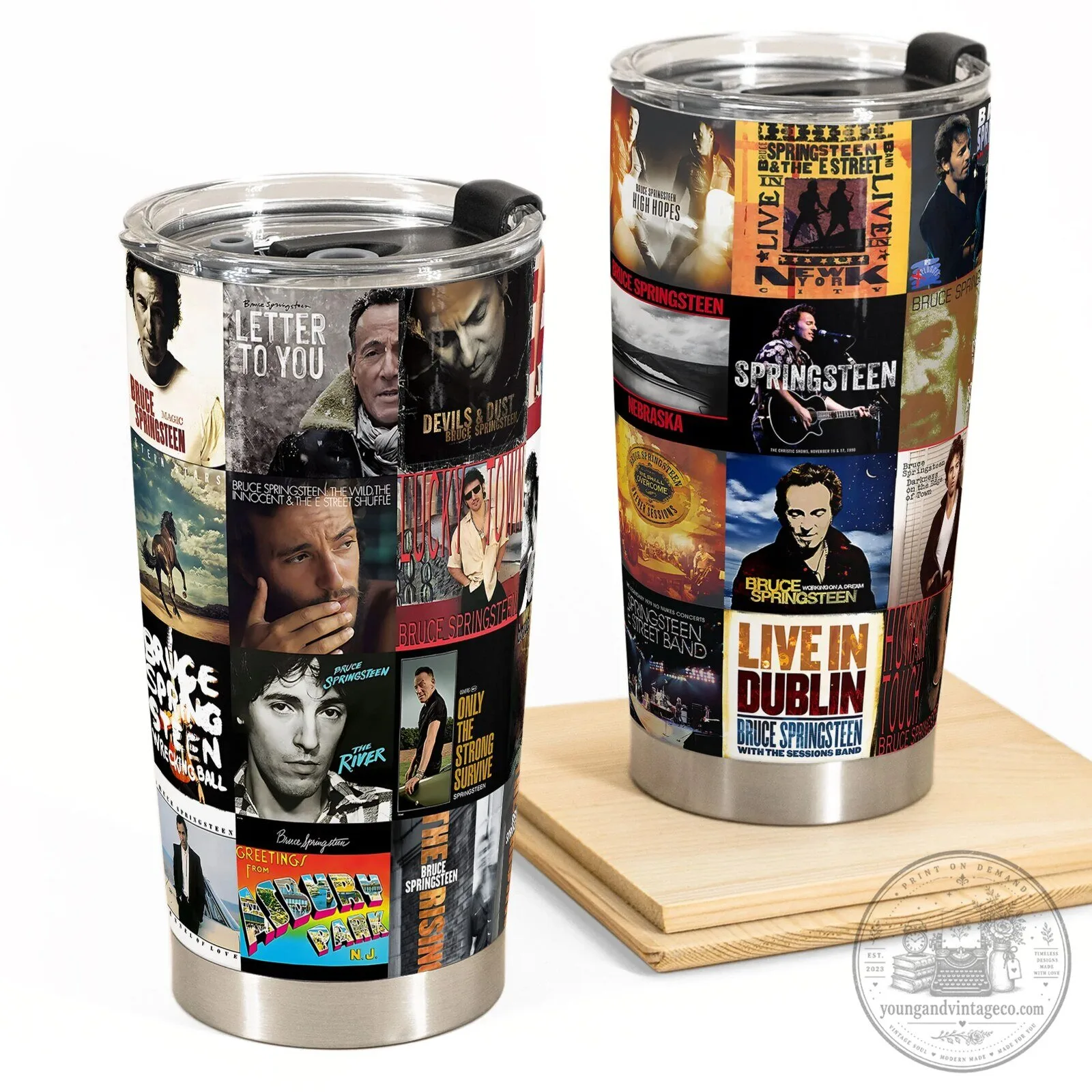 Bruce Springsteen Album Collage Stainless Steel Tumbler 14 Bruce Springsteen Album Collage Stainless Steel Tumbler