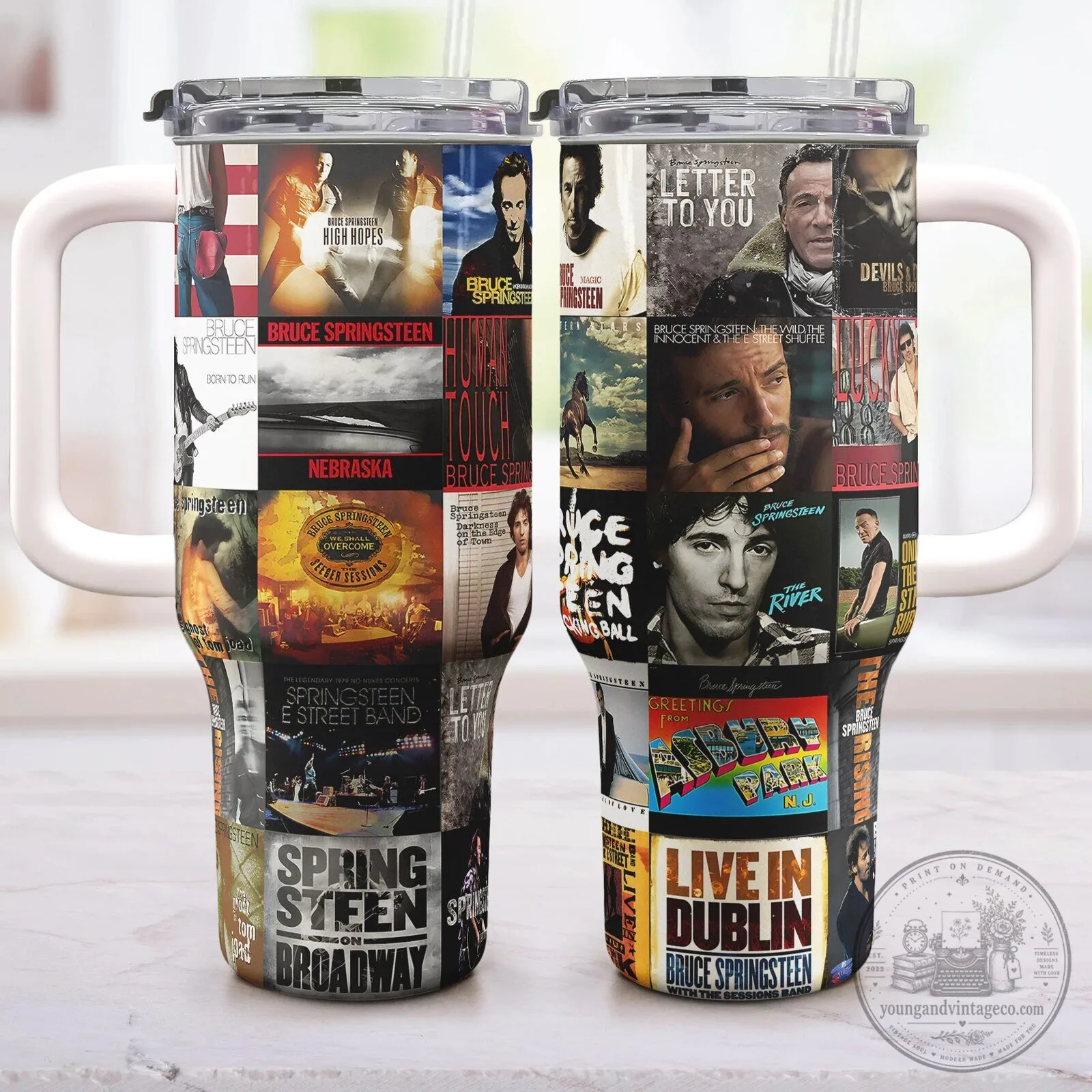 Bruce Springsteen Album Collage Stainless Steel Tumbler 16 Bruce Springsteen Album Collage Stainless Steel Tumbler