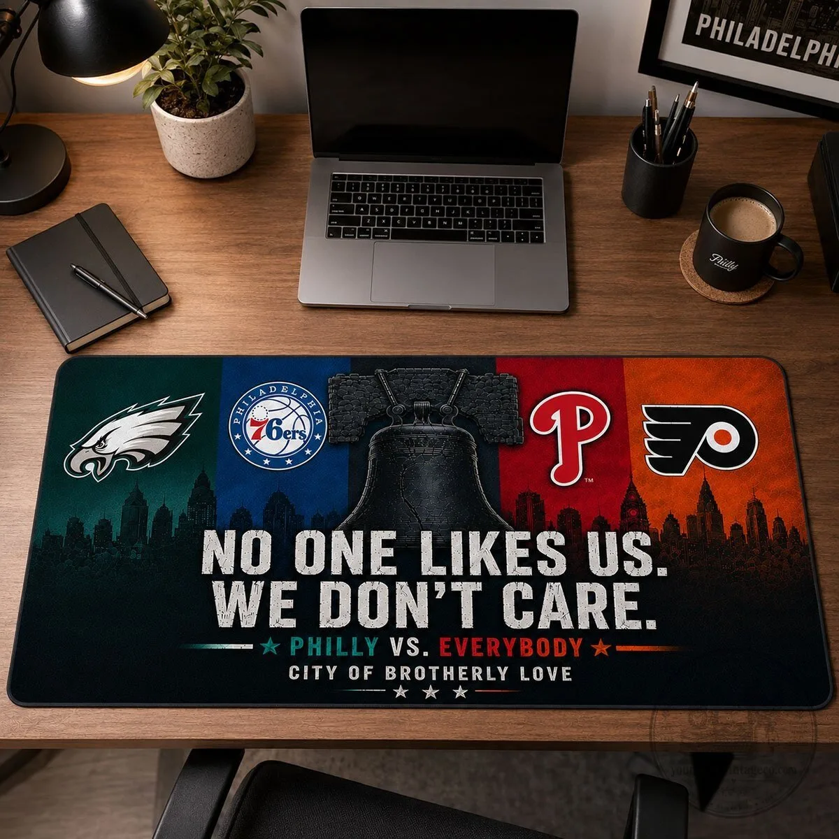 Philadelphia Sports Teams Liberty Bell No One Likes Us We Don't Care Desk Mat 19 Philadelphia Sports Teams Liberty Bell No One Likes Us We Don