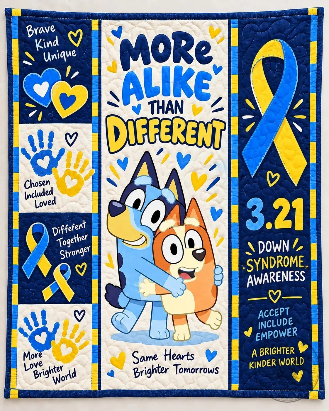 Bluey Down Syndrome Awareness More Alike Than Different Quilt