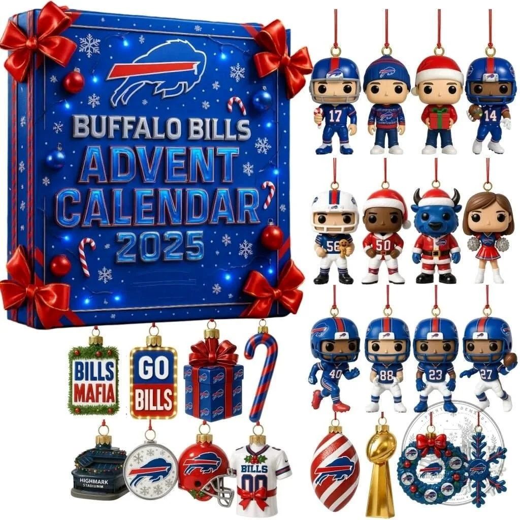 Buffalo Bills NFL Christmas Countdown Advent Calendar 2025 with Ornaments