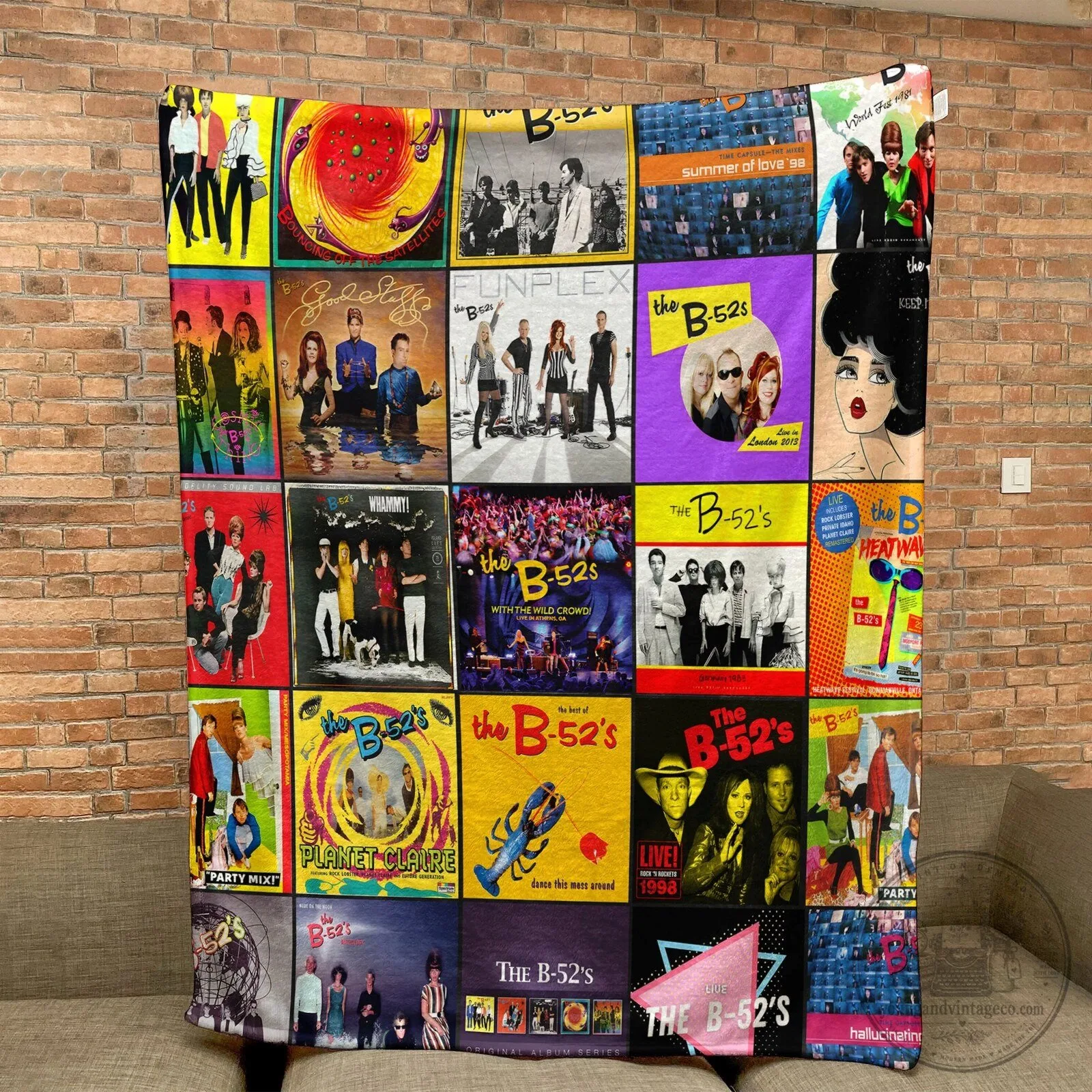The B-52s Album Covers Collage Music Fan Sherpa Fleece Blanket