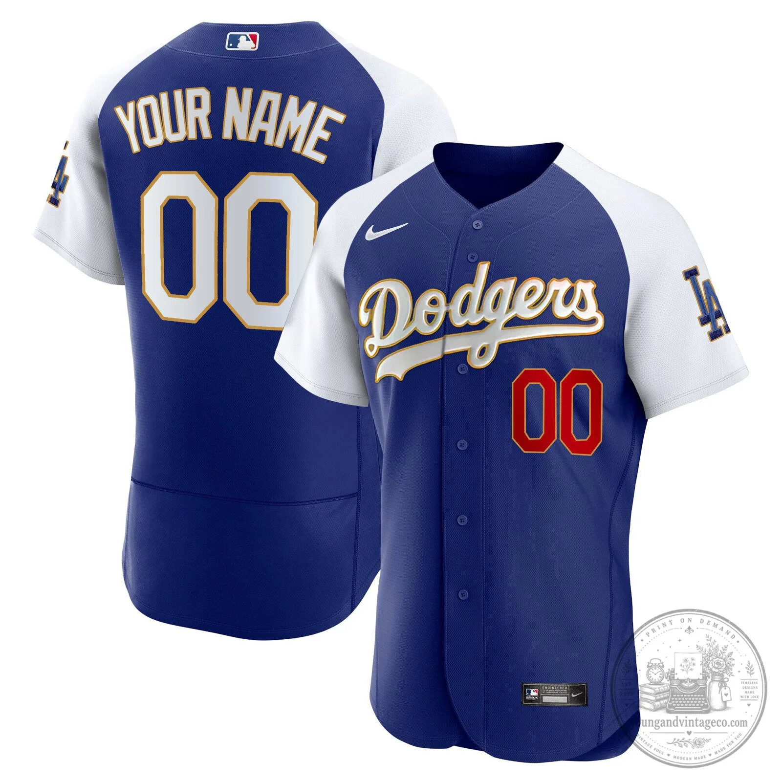 Los Angeles Dodgers White Custom Baseball Jersey with Name and Number 5 Los Angeles Dodgers White Custom Baseball Jersey with Name and Number