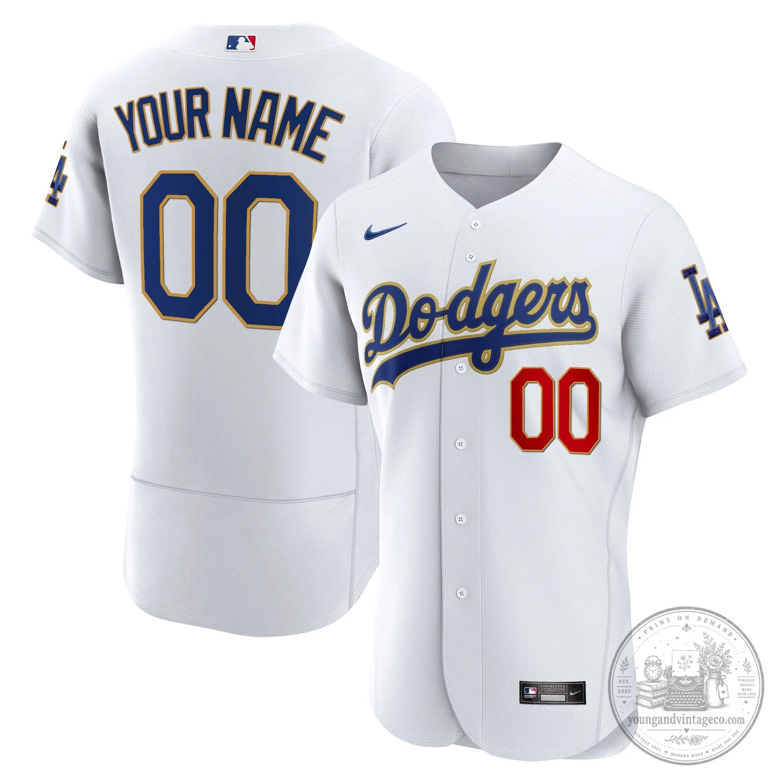 Los Angeles Dodgers White Custom Baseball Jersey with Name and Number 6 Los Angeles Dodgers White Custom Baseball Jersey with Name and Number