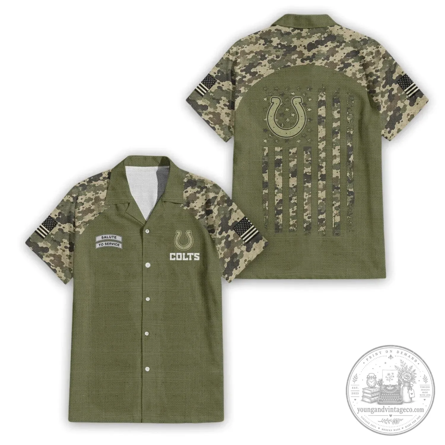 Military Camouflage Hawaiian Shirt for Indianapolis Colts Salute To Service Fans