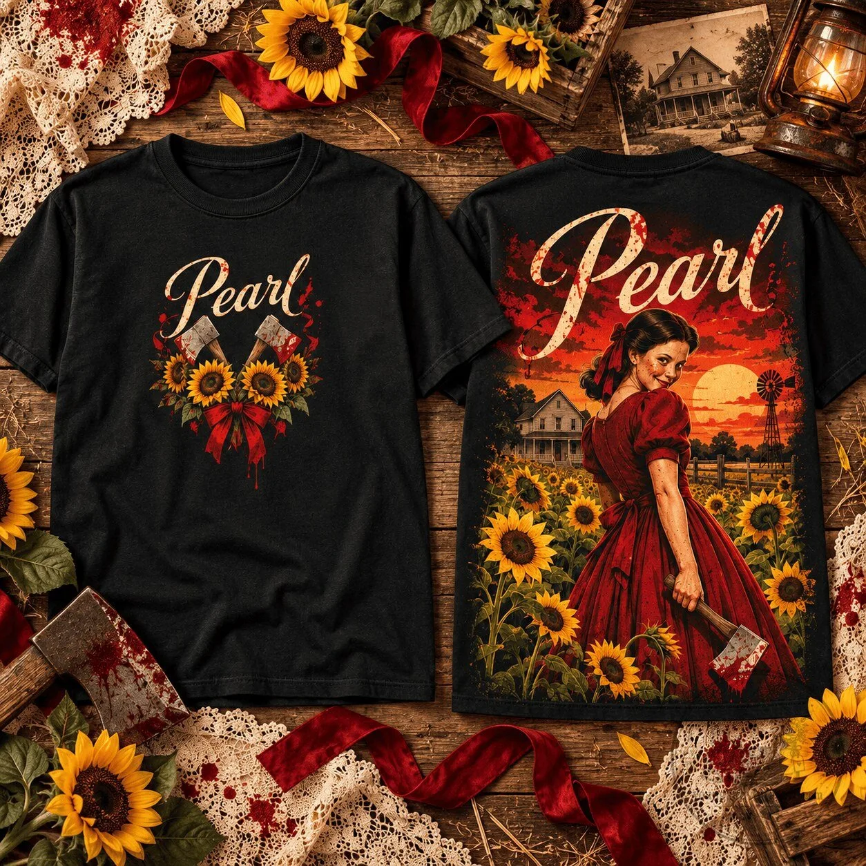 Pearl Gothic Farmhouse Horror Movie Fan Art T-Shirt