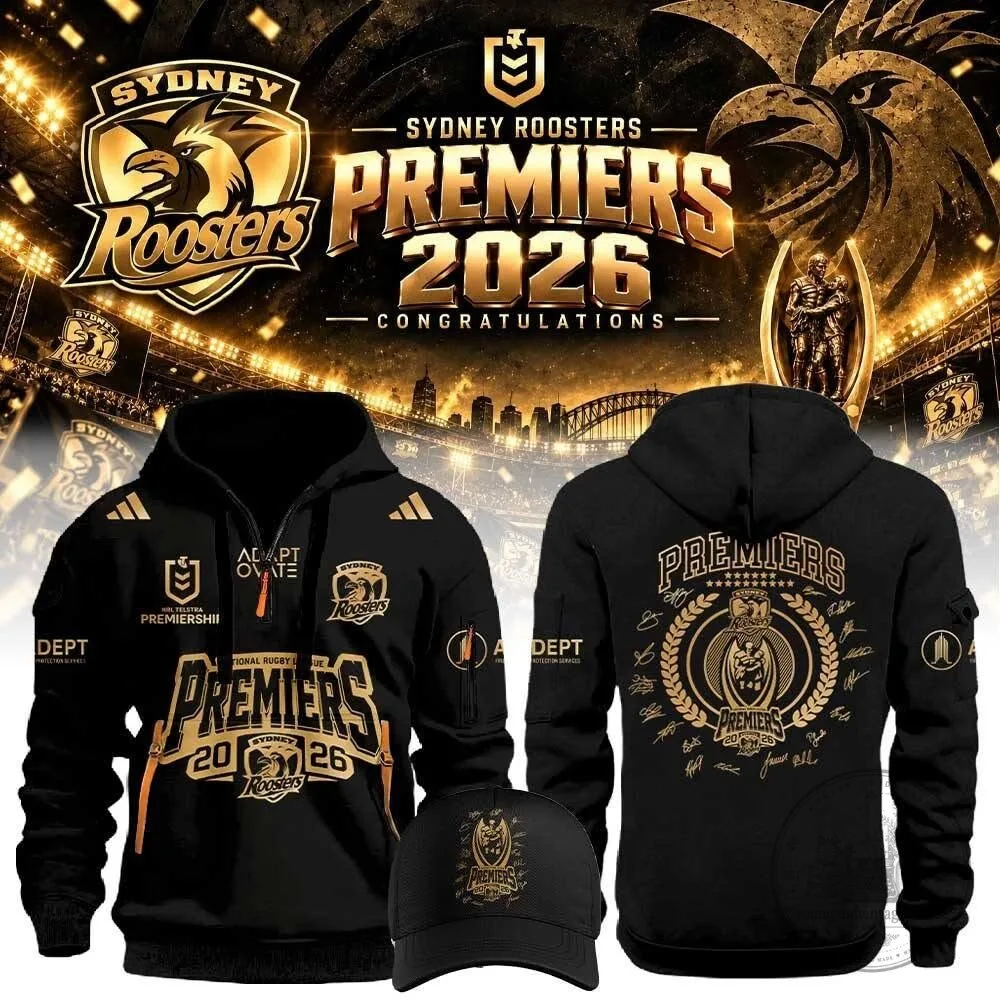 Sydney Roosters Premiers 2026 Gold Commemorative Zipper Hoodie