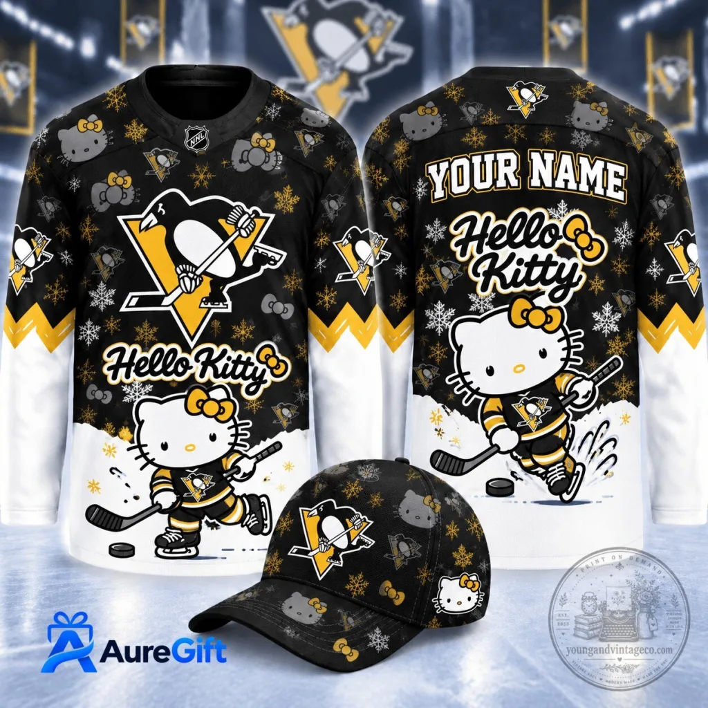 Pittsburgh Penguins Hello Kitty Ice Hockey Game Day Personalized Jersey