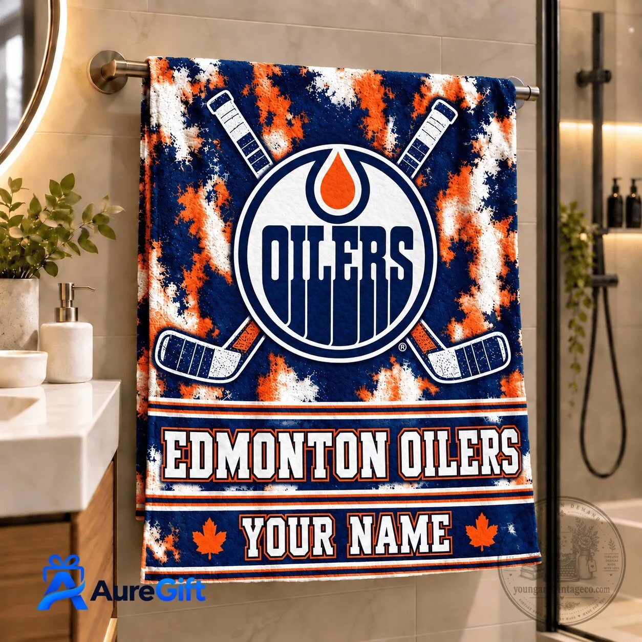 Edmonton Oilers NHL Game Day Premium Personalized Bath Towel Gift