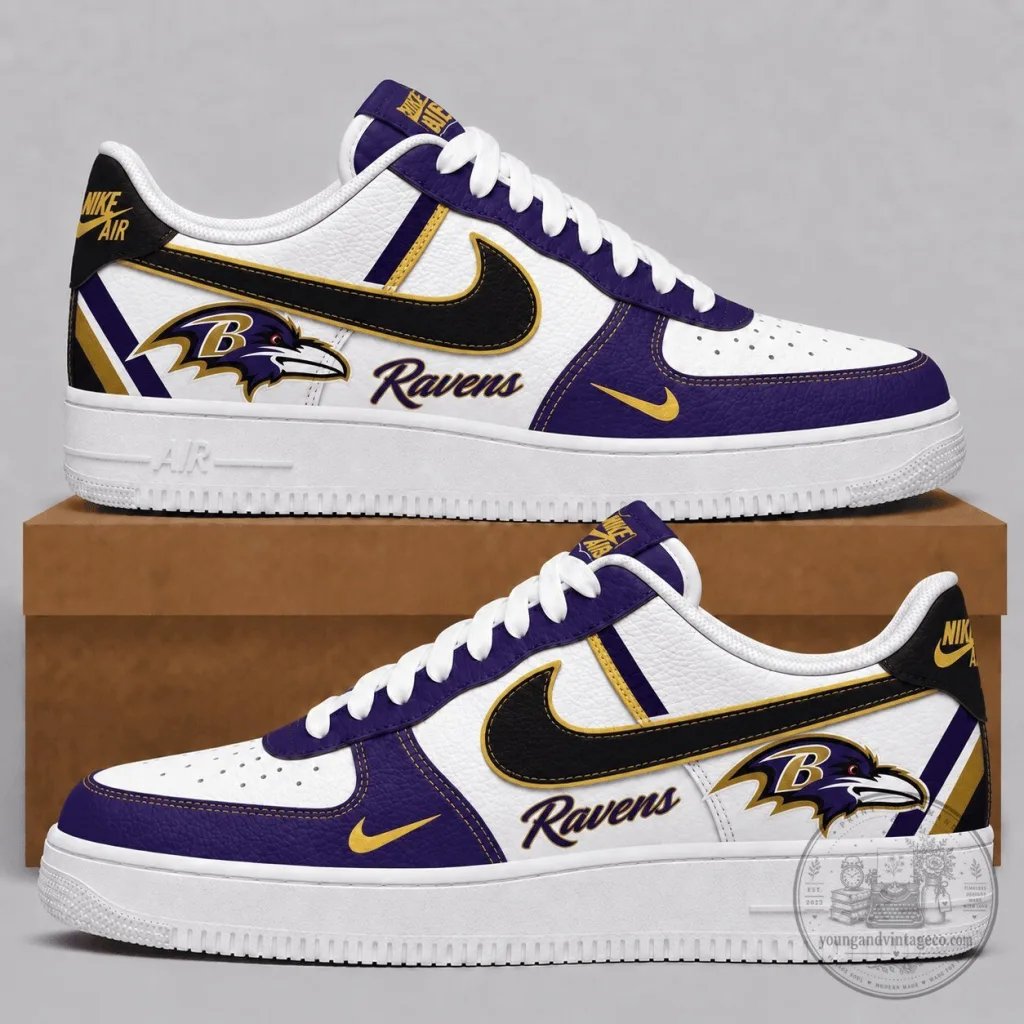 Baltimore Ravens NFL Team Custom Air Force Sneakers Baltimore Ravens NFL Team Custom Air Force Sneakers