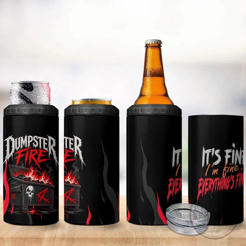 Dumpster Fire Everything Is Fine Skull Can Cooler Tumbler 8 Dumpster Fire Everything Is Fine Skull Can Cooler Tumbler