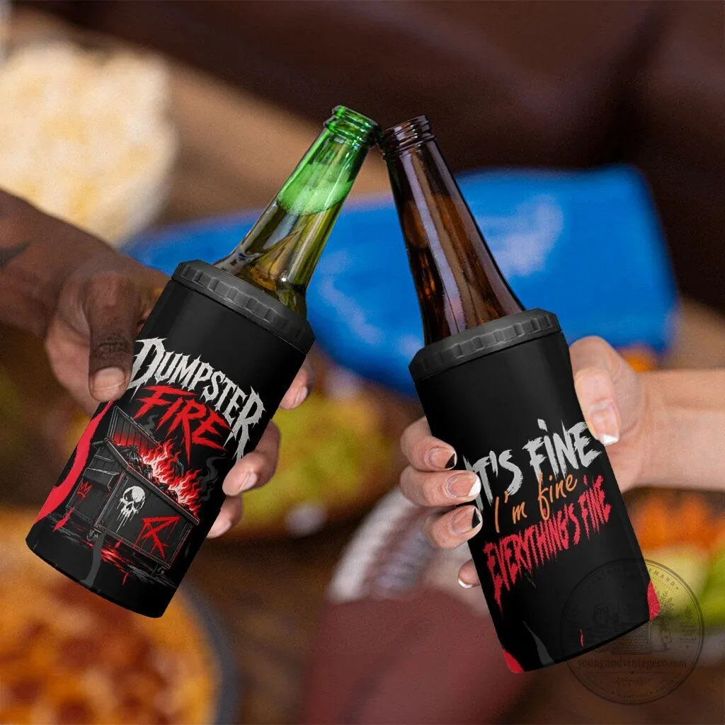 Dumpster Fire Everything Is Fine Skull Can Cooler Tumbler 12 Dumpster Fire Everything Is Fine Skull Can Cooler Tumbler