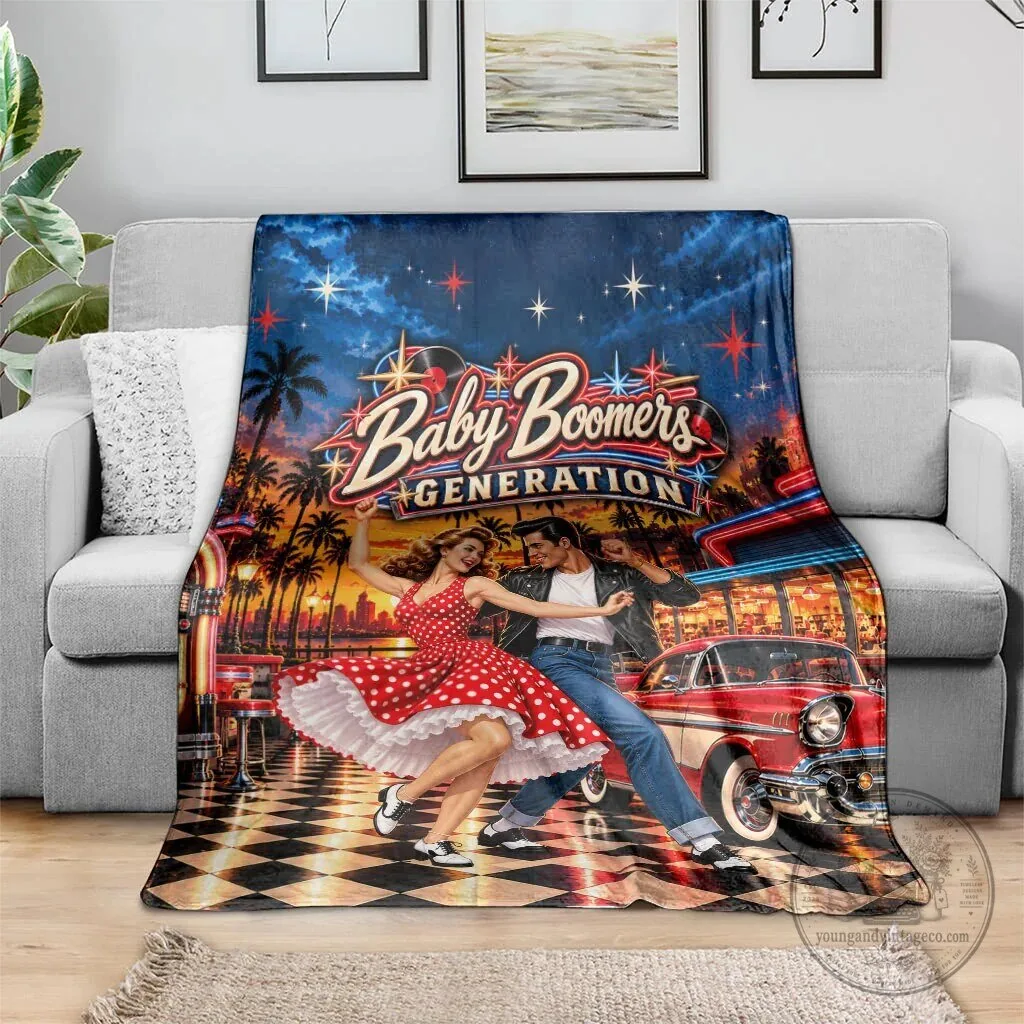 Baby Boomers Generation Vintage 1950s Retro Rock And Roll Nostalgia Blanket 8 Baby Boomers Generation Vintage 1950s Retro Rock And Roll Nostalgia Blanket