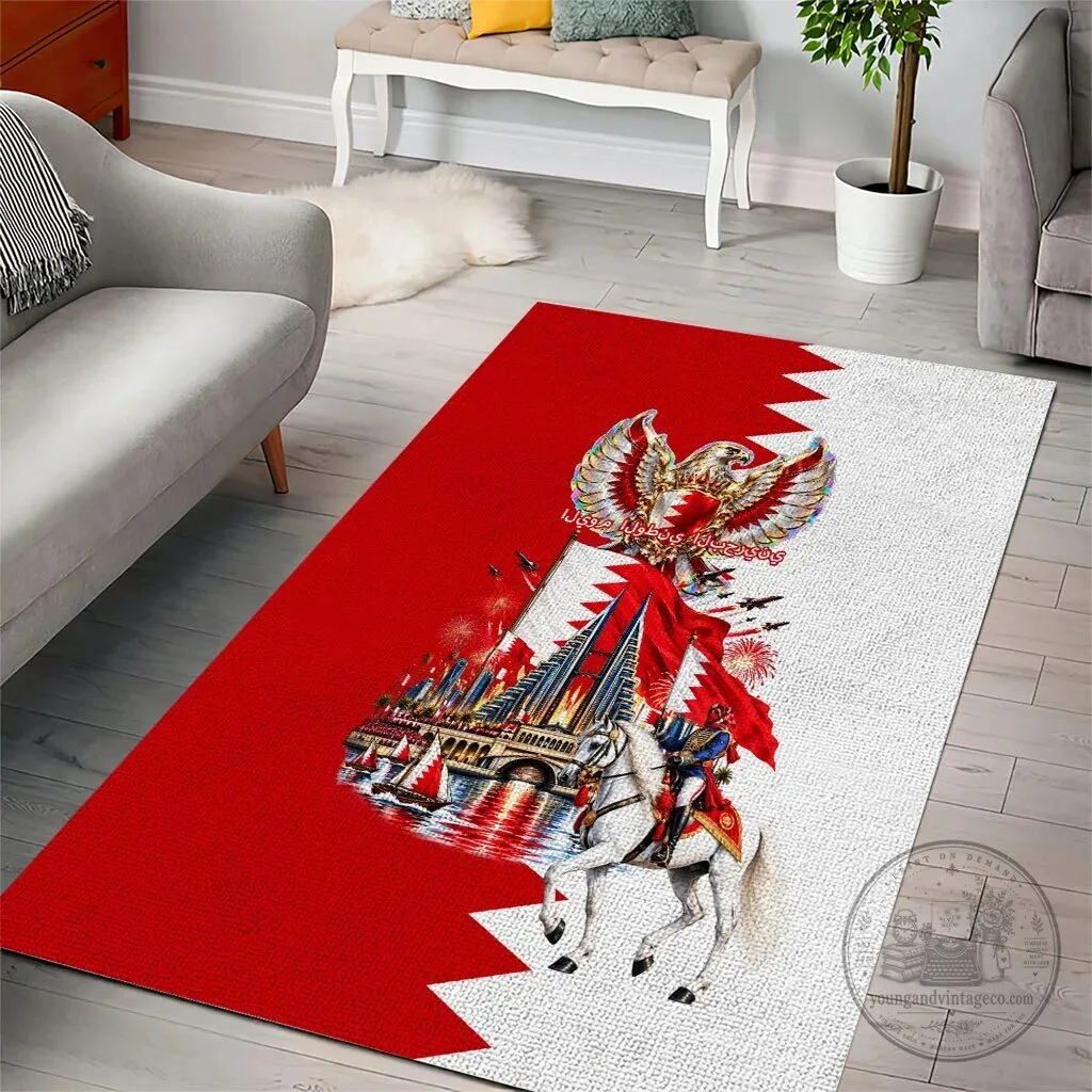 Bahrain National Day Cultural Emblem Flag Horse Knight Area Rug 6 Bahrain National Day Cultural Emblem Flag Horse Knight Area Rug