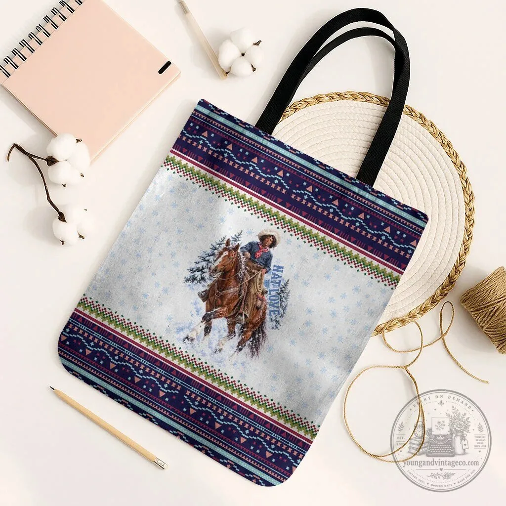 Nat Love African American Cowboy Winter Snow Fair Isle Pattern Tote Bag 6 Nat Love African American Cowboy Winter Snow Fair Isle Pattern Tote Bag
