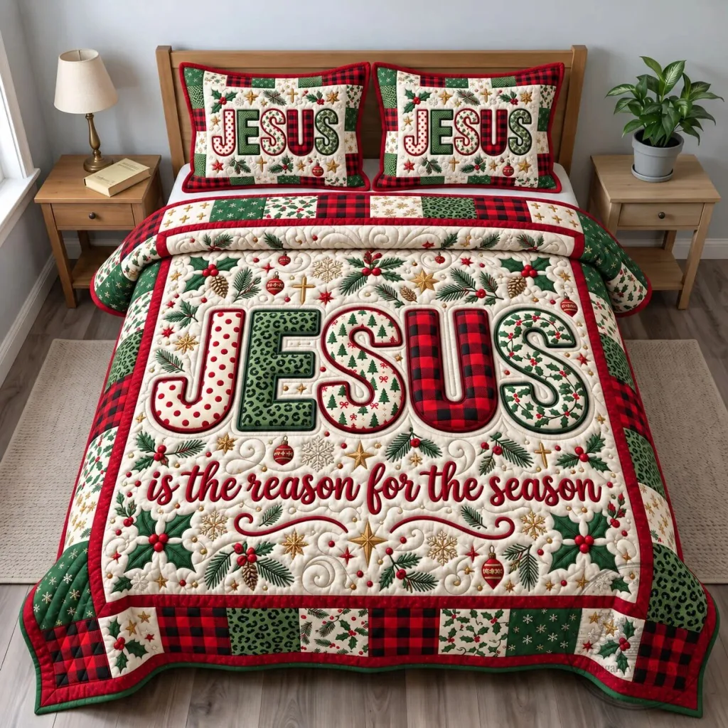 Christmas Jesus Is The Reason For The Season Quilted Bedding Set Christmas Jesus Is The Reason For The Season Quilted Bedding Set