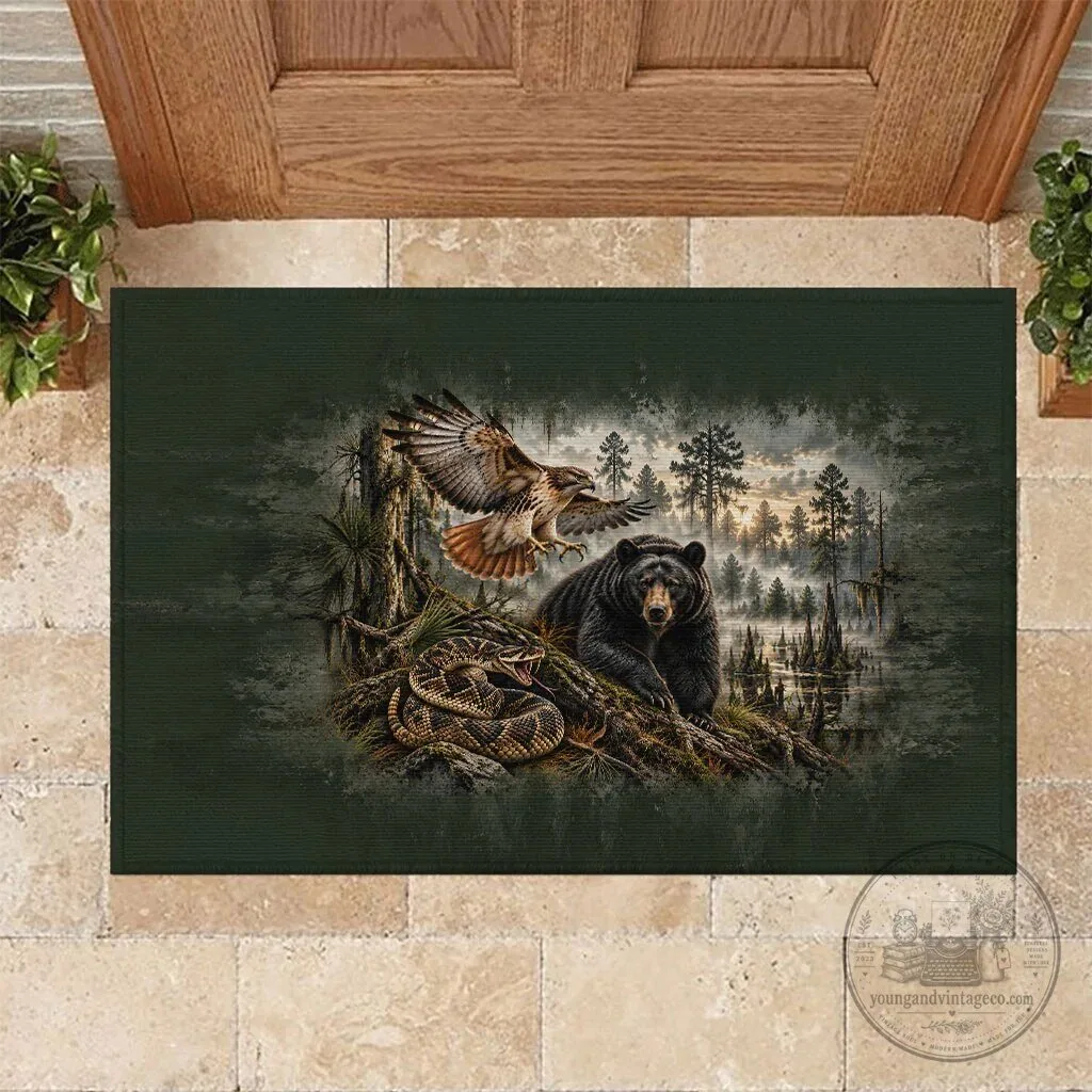 Native American Wildlife Nature Landscape Art Chahta Yakni Tribe Land Of The Free Doormat