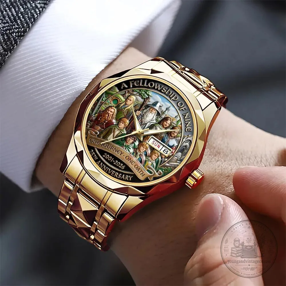 Lord Of The Rings Fellowship Of The Ring 25th Anniversary Gold Quartz Watch 5 Lord Of The Rings Fellowship Of The Ring 25th Anniversary Gold Quartz Watch