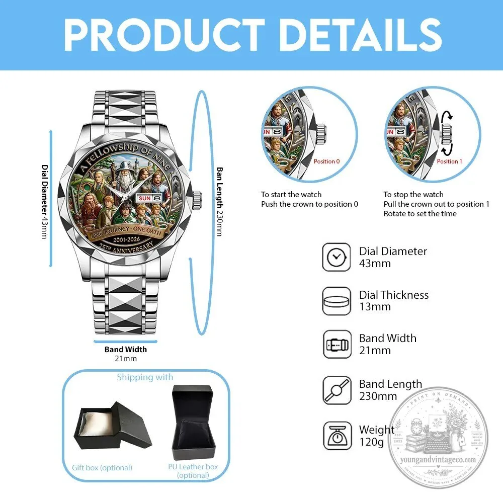 Lord Of The Rings Fellowship Of The Ring 25th Anniversary Gold Quartz Watch 7 Lord Of The Rings Fellowship Of The Ring 25th Anniversary Gold Quartz Watch