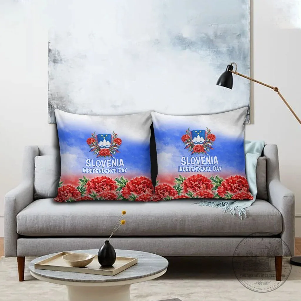 Slovenia Independence Day White Lipizzan Horse Red Carnation Emblem Pillow 6 Slovenia Independence Day White Lipizzan Horse Red Carnation Emblem Pillow