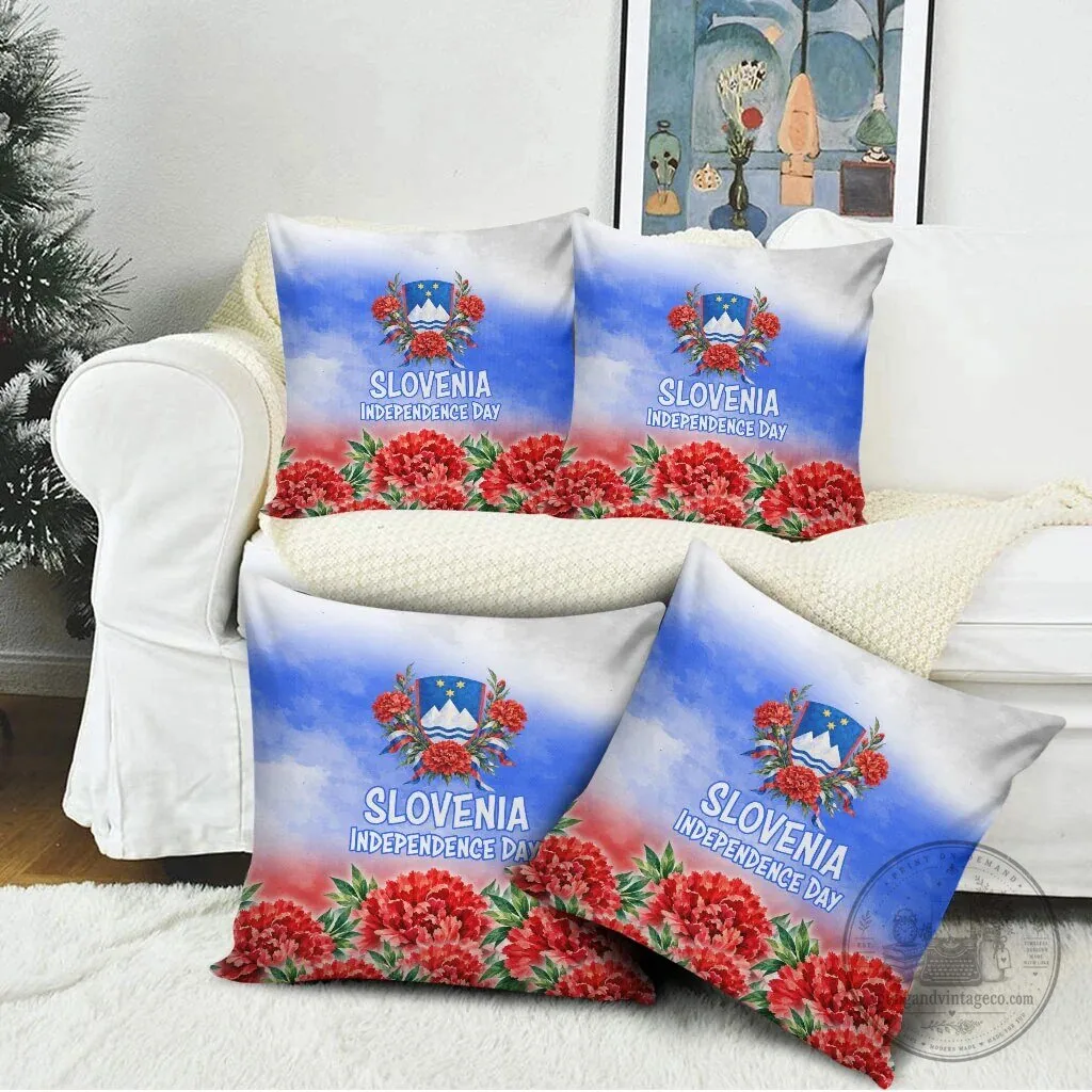 Slovenia Independence Day White Lipizzan Horse Red Carnation Emblem Pillow 8 Slovenia Independence Day White Lipizzan Horse Red Carnation Emblem Pillow
