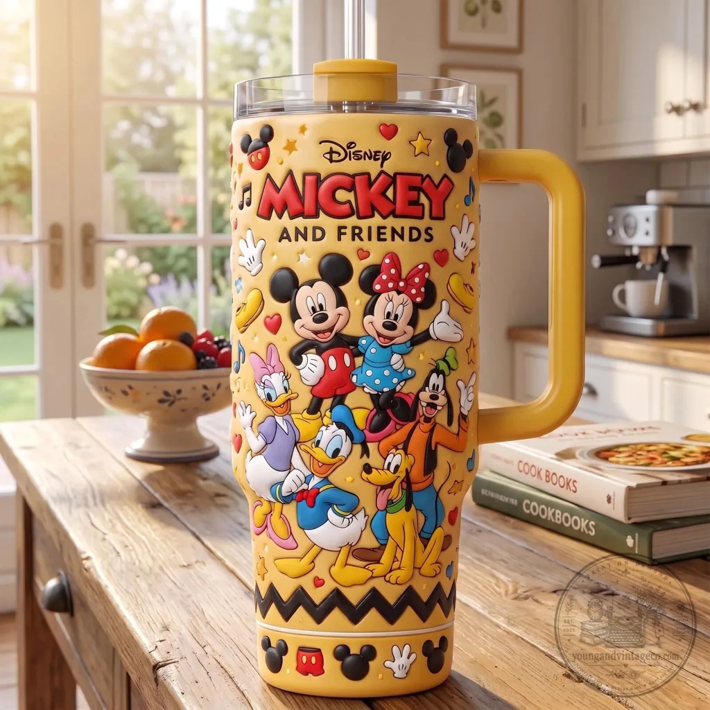 Disney Mickey Mouse and Friends Yellow Insulated Tumbler with Handle Disney Mickey Mouse and Friends Yellow Insulated Tumbler with Handle