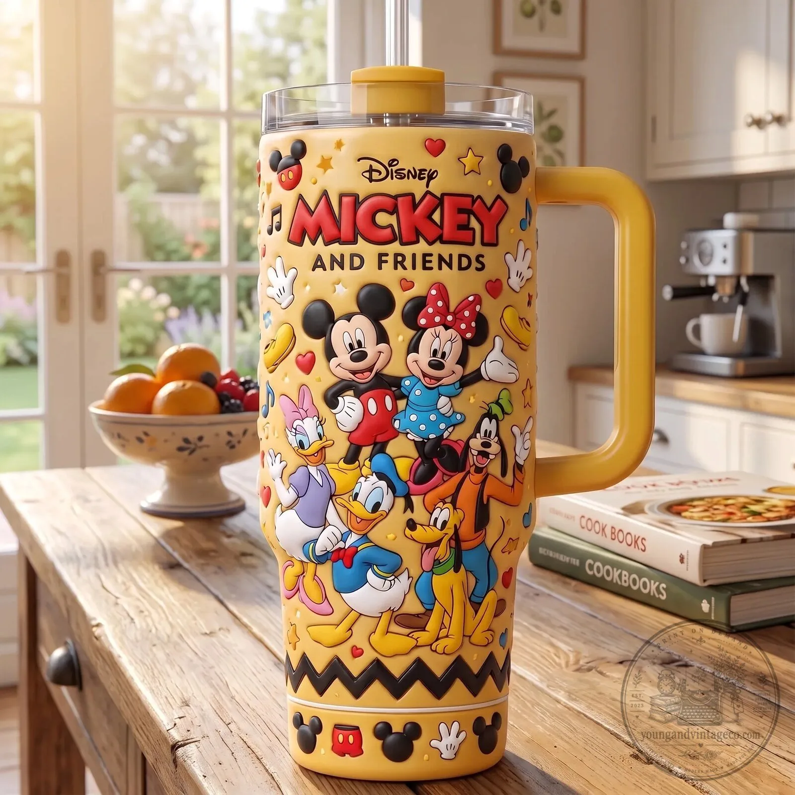 Disney Mickey Mouse and Friends Yellow Insulated Tumbler with Handle