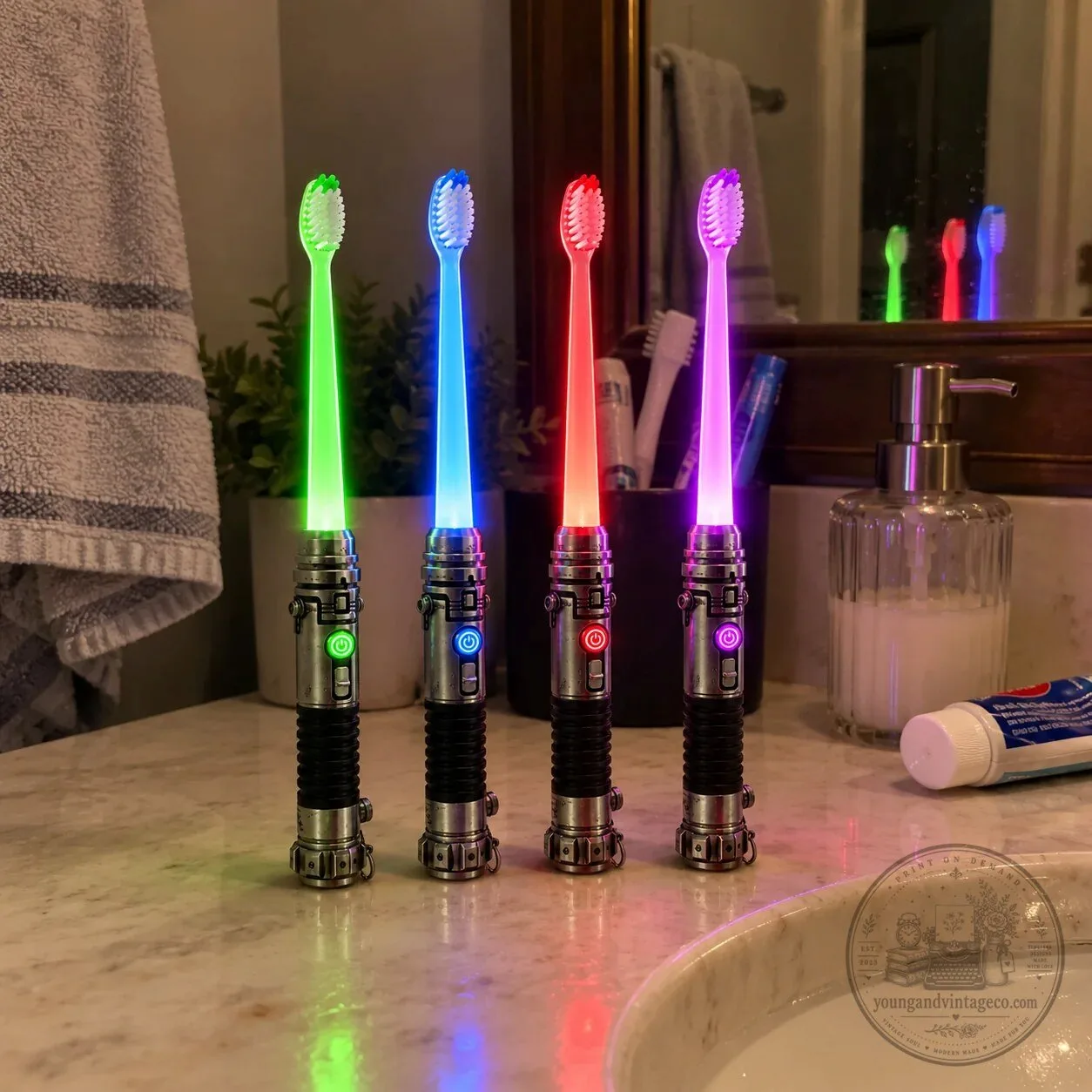 Four Glow Colors Light Up Toothbrush with Green Blue Red Purple LED Lights 12 Four Glow Colors Light Up Toothbrush with Green Blue Red Purple LED Lights