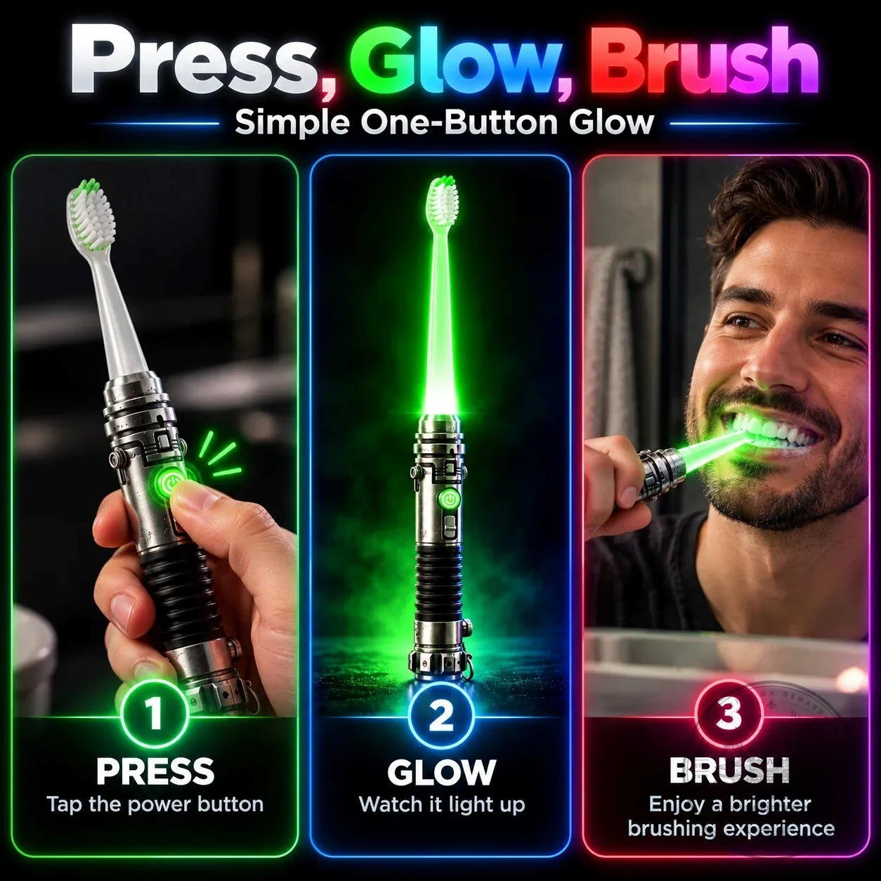 Four Glow Colors Light Up Toothbrush with Green Blue Red Purple LED Lights 15 Four Glow Colors Light Up Toothbrush with Green Blue Red Purple LED Lights