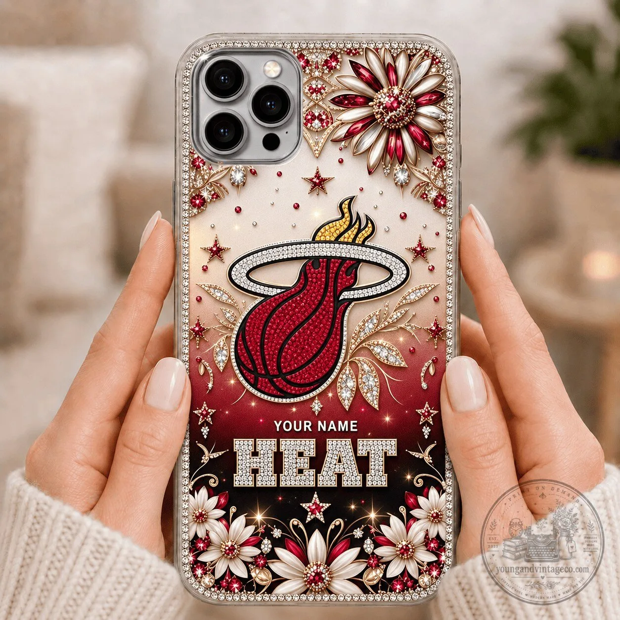 Miami Heat NBA Basketball Team Custom Name Bling Phone Case