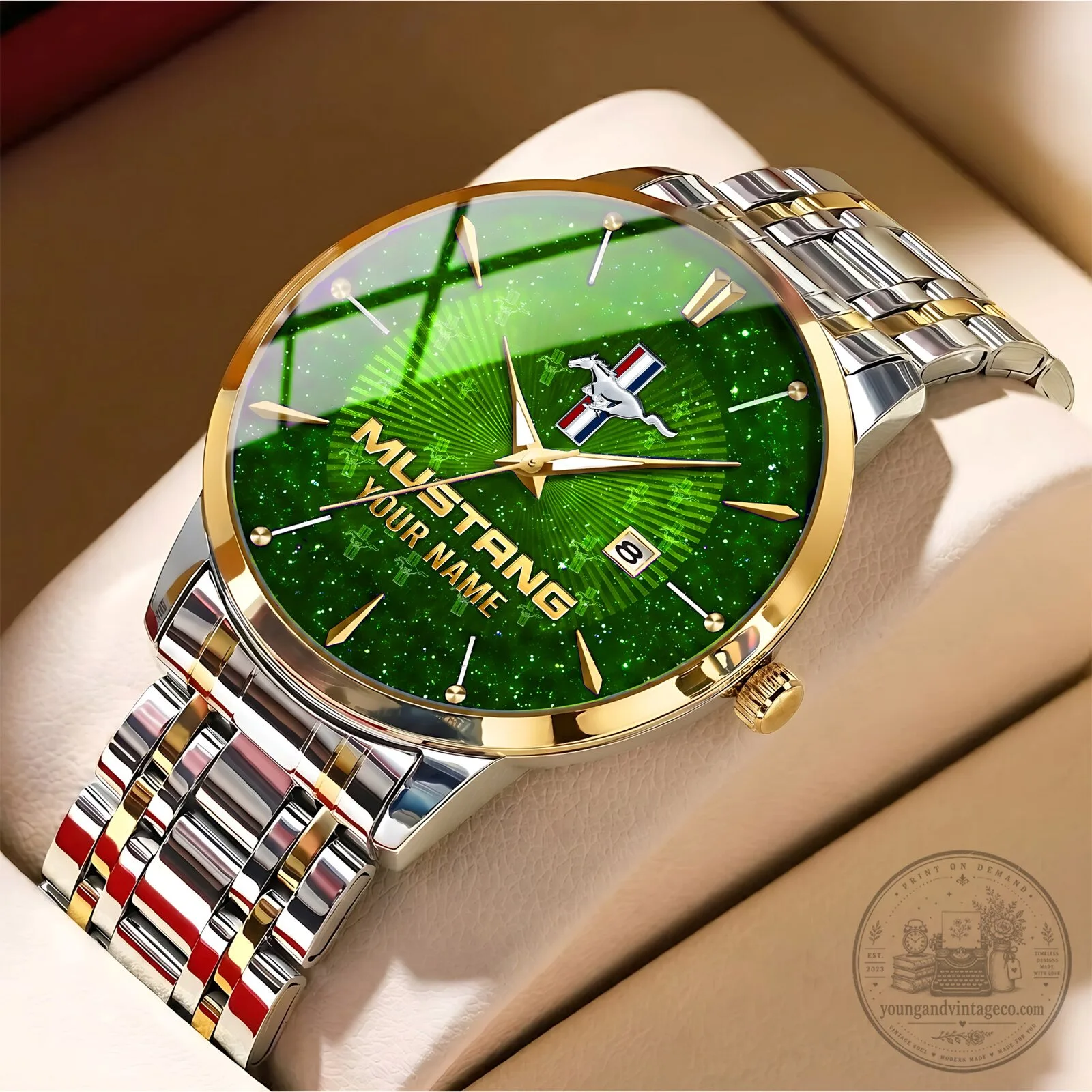 Ford Mustang Custom Name Starry Night Design Gold Tone Watch 13 Ford Mustang Custom Name Starry Night Design Gold Tone Watch