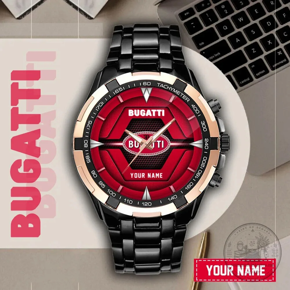 Bugatti Custom Name Red Dial Silver Chronograph Watch for Men 9 Bugatti Custom Name Red Dial Silver Chronograph Watch for Men