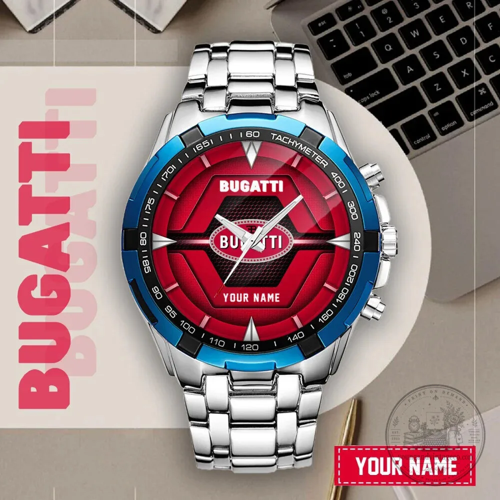 Bugatti Custom Name Red Dial Silver Chronograph Watch for Men 10 Bugatti Custom Name Red Dial Silver Chronograph Watch for Men
