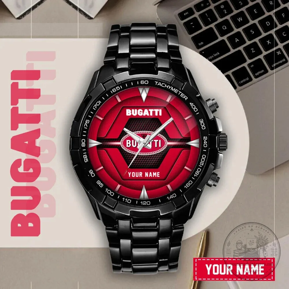 Bugatti Custom Name Red Dial Silver Chronograph Watch for Men 11 Bugatti Custom Name Red Dial Silver Chronograph Watch for Men