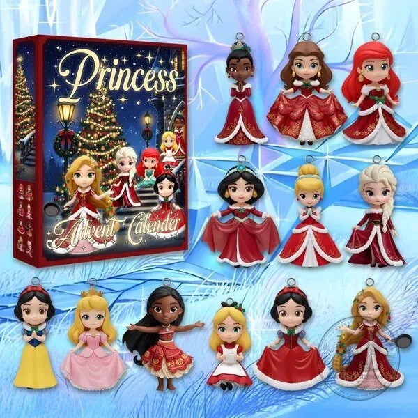 Disney Princess Christmas Advent Calendar Countdown Box with Mini Ornaments